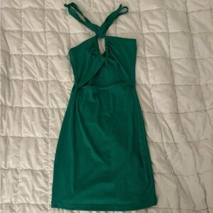 SHEIN Emerald Halter Mini Dress